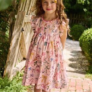 Pink chicken bow dress size 7 nwt